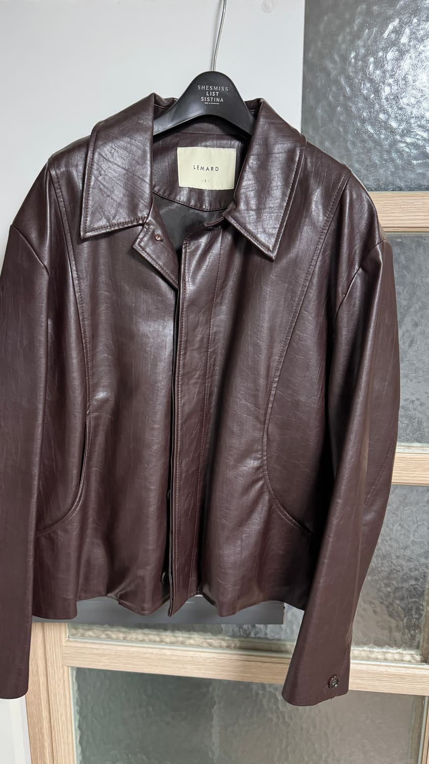 르마드 비건 레더 절개 자켓 브라운 3사이즈 상품이미지3