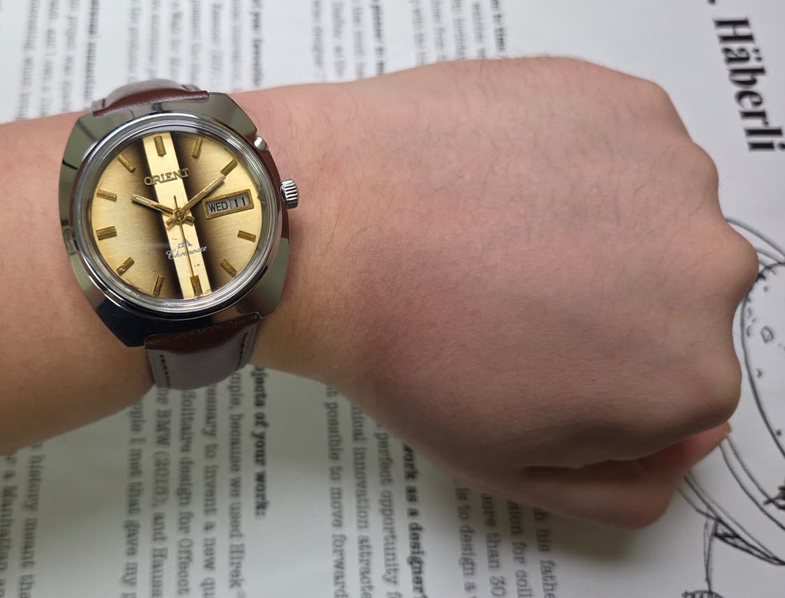 레어] 빈티지 오리엔트 크로노에이스 브라운 타이거아이 점보 수동 메커니컬 상품이미지7