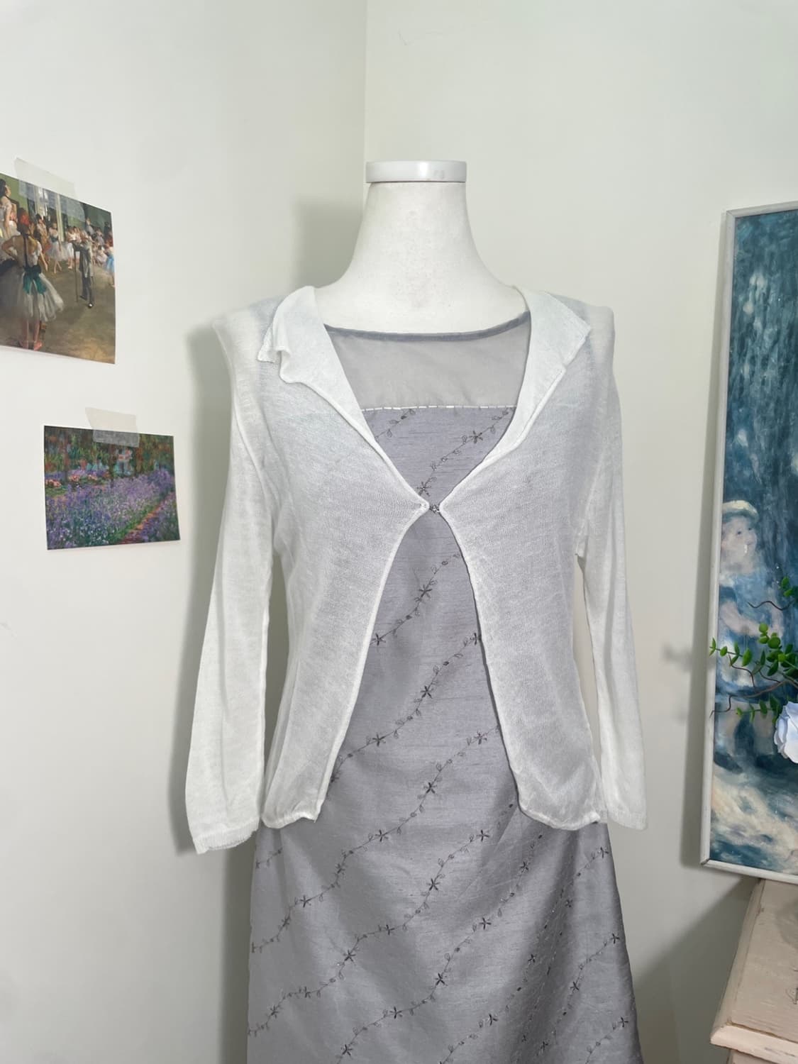 white one-button summer cardigan 상품이미지1