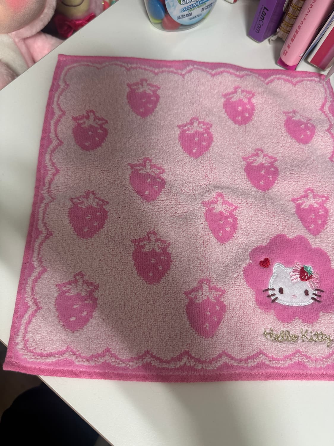 딸기키티 이치고 베이비핑크 타올 손수건 상품이미지1