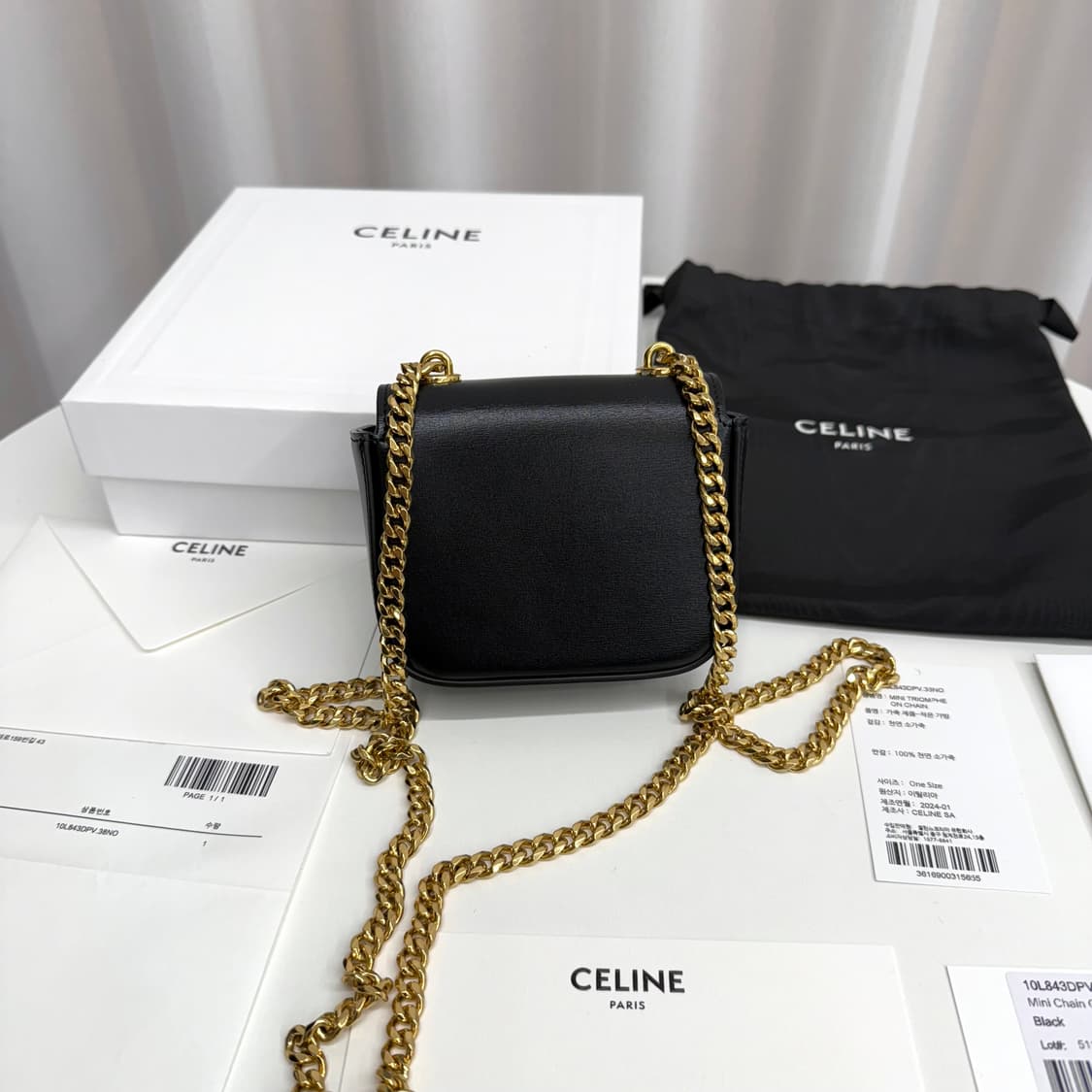 [풀박스] 셀린느 미니 클로드 체인 크로스백 블랙 상품이미지3