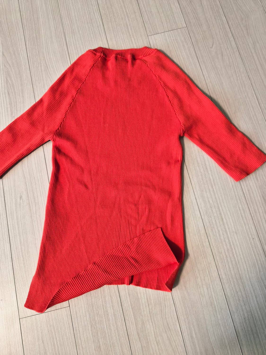 Sov. 견장 버튼 골지 니트 (코랄 레드/상태 최상) 상품이미지4