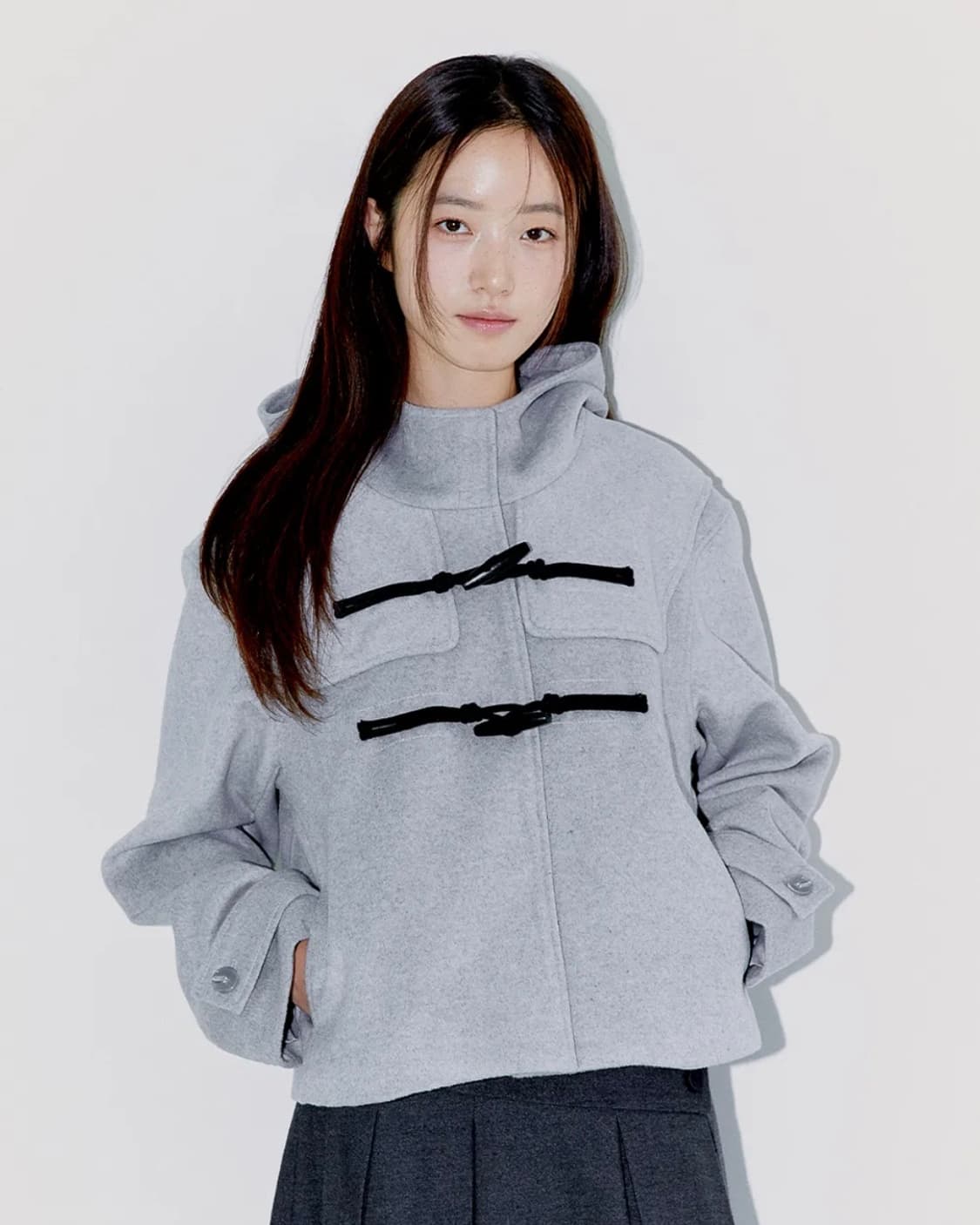 오피쉬 WOOL DUFFLE SHORT COAT (LIGHT GRAY) 상품이미지2