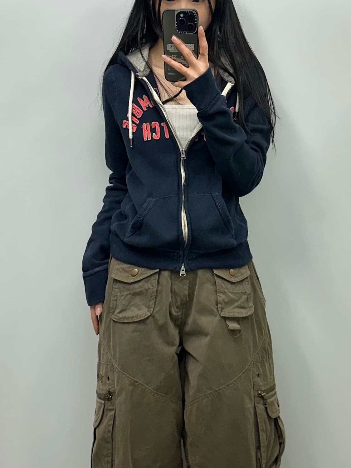 아베크롬비 y2k 와투케 네이비 헤비코튼 후드집업 상품이미지1