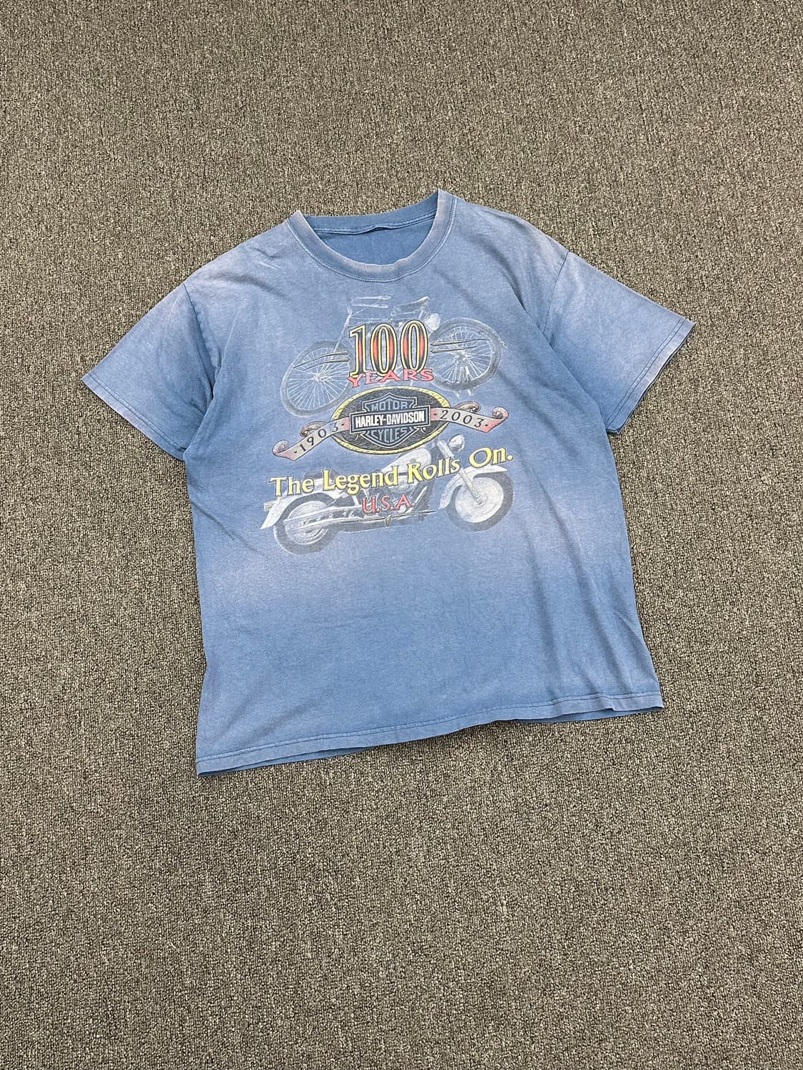 OS)할리데이비슨 빈티지 100주년 프린팅 반팔 상품이미지1