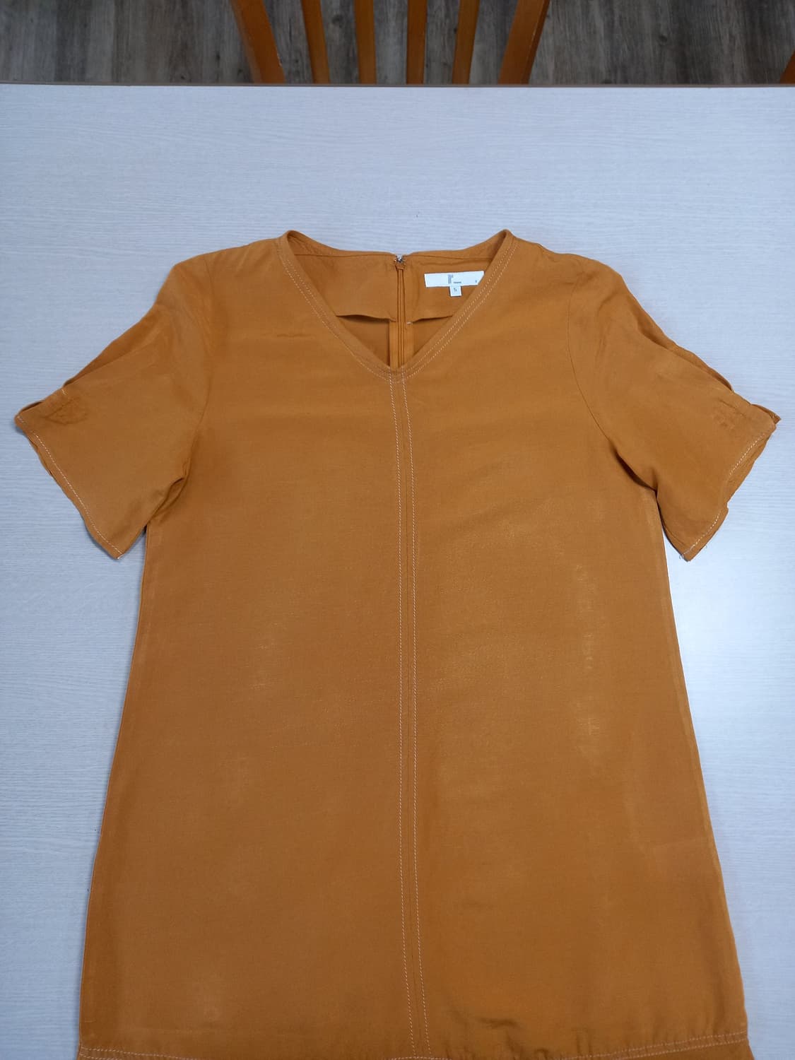 S85-M90 RENOMA 린넨36% 반팔원피스 겨자색 M-24 상품이미지3