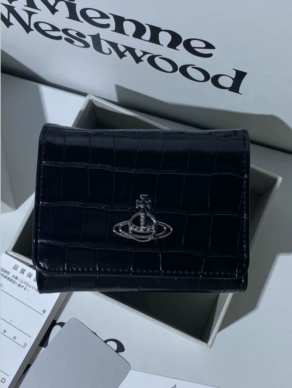 비비안웨스트우드 아카이브 은장 orb 블랙 레터 하프월렛 반지갑 상품이미지1