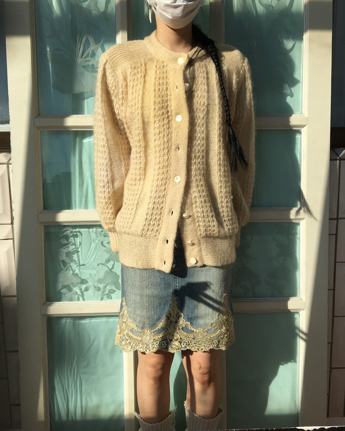 Punching pattern knit cardigan 상품이미지1