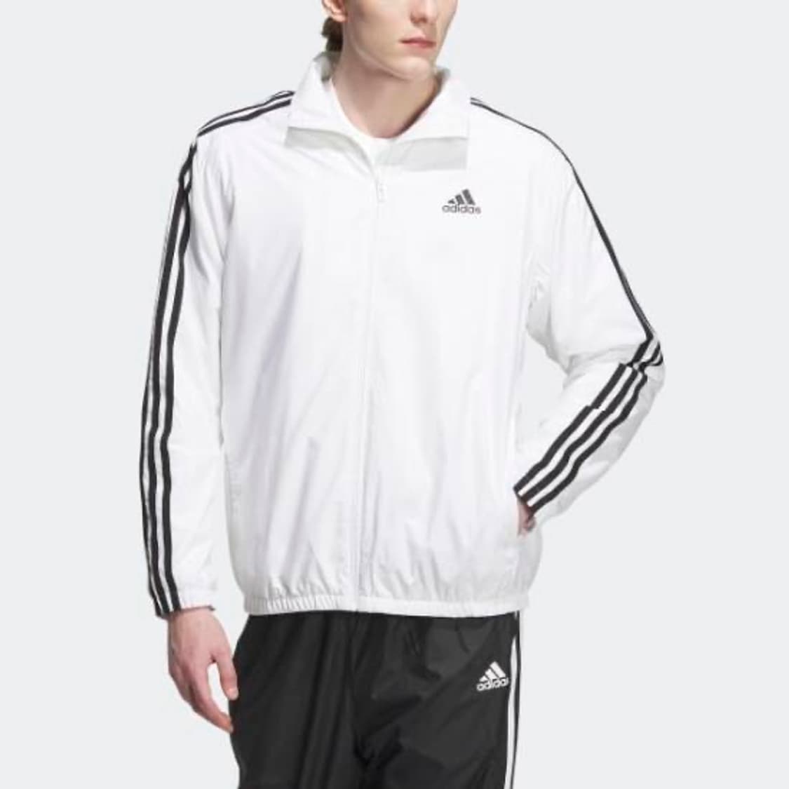 아디다스 3S 레귤러 핏 윈드브레이커 재킷(화이트) 상품이미지4