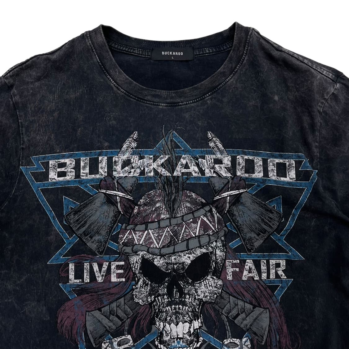 버커루 부두 스컬 프린팅 워시드차콜 반팔 L 상품이미지4