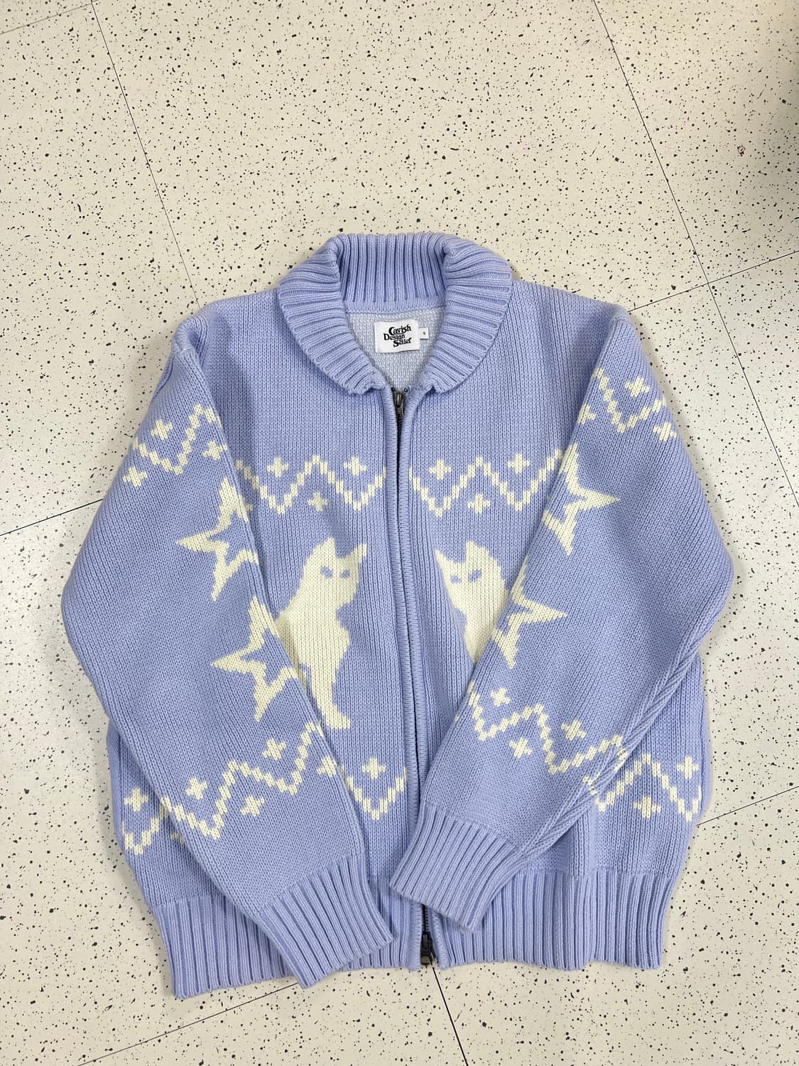 카비시 캣츠 집업 가디건 스카이블루  상품이미지2