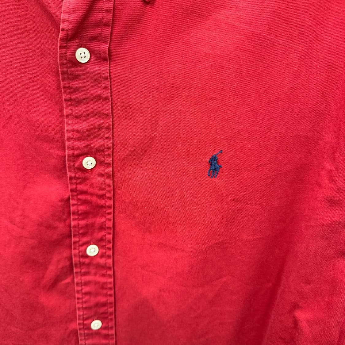 폴로 랄프로렌 솔리드 긴팔 셔츠 네이비 포니 포인트 레드 상품이미지5