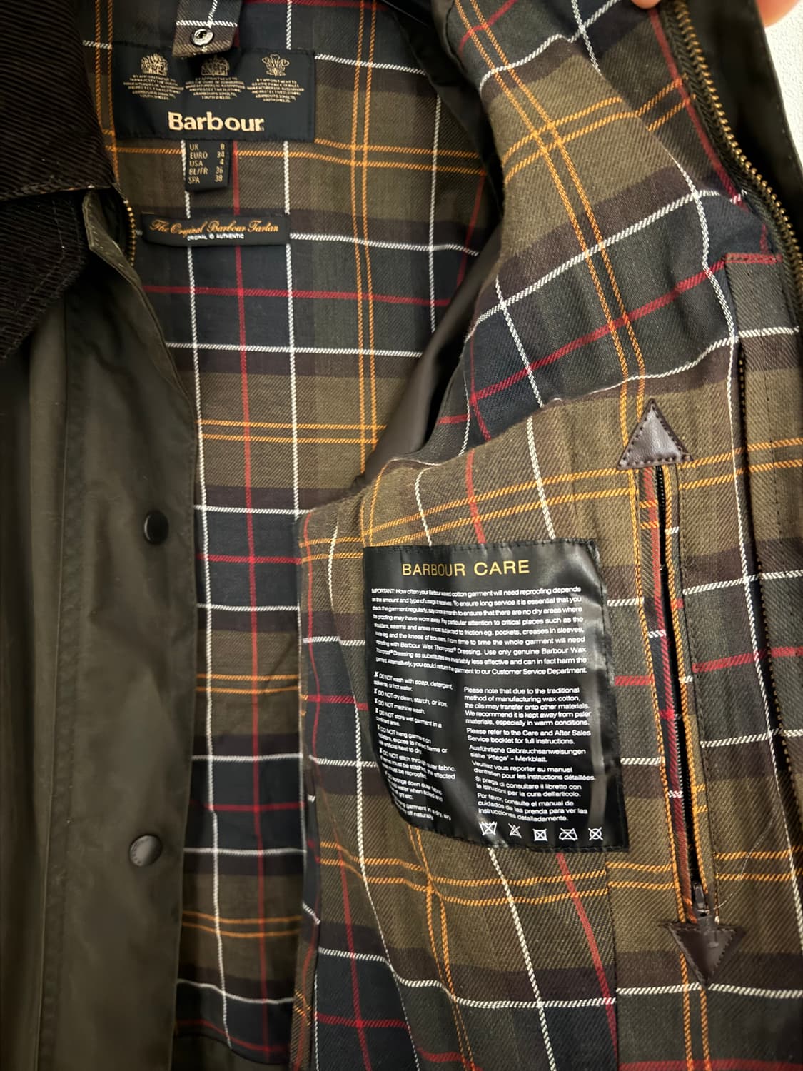 바버 클래식 비드넬 왁스 자켓( UK 8 / EURO 34 )올리브 상품이미지4