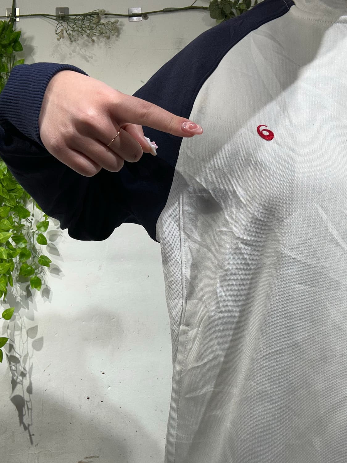 아식스 일본판 화이트 네이비 배색 사이드 라인 올드스쿨 트랙탑 져지 M 상품이미지4