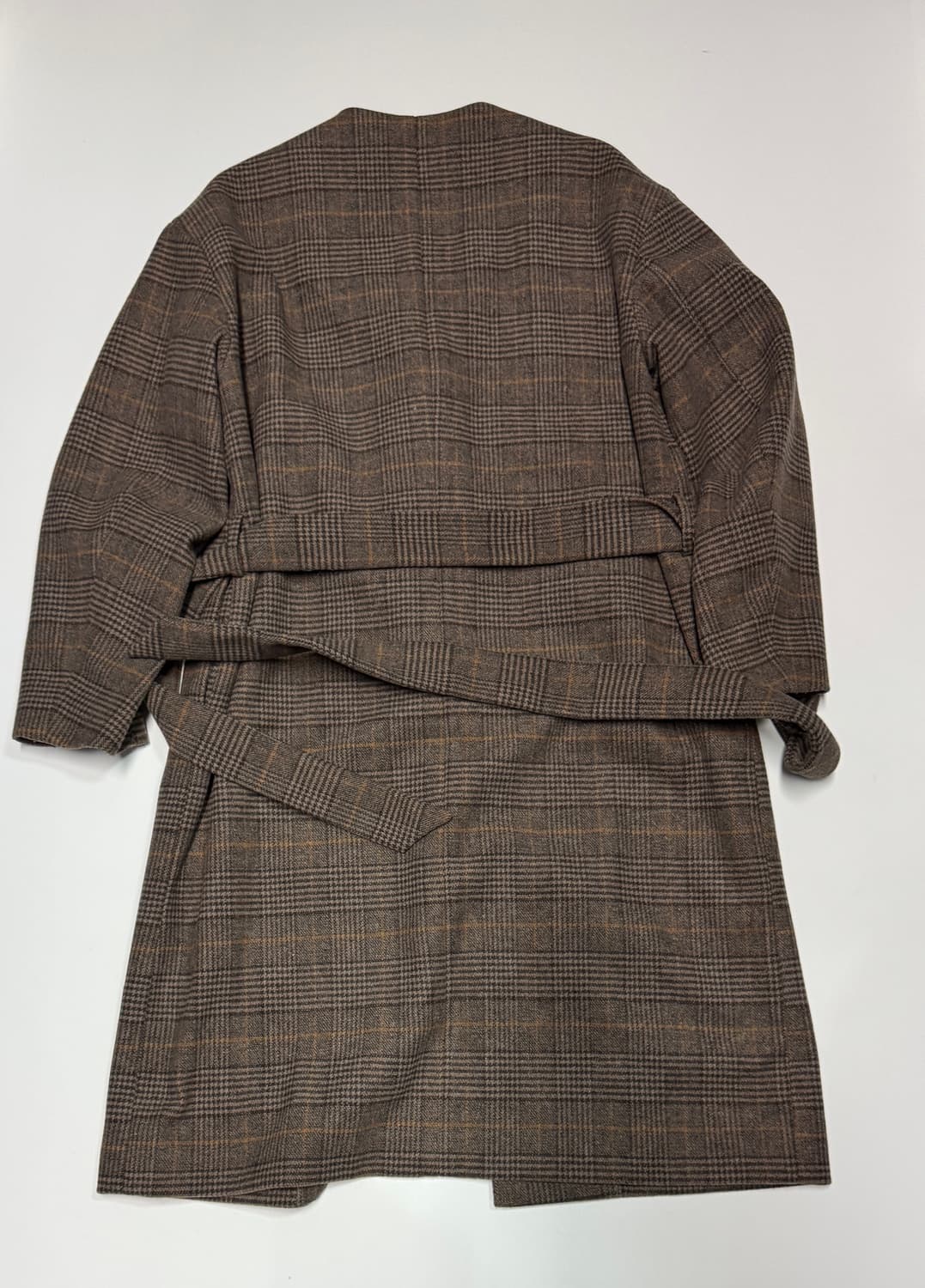 여성 니코앤드 벨티드 미니멀 체크 코트 일본빈티지 브라운 상품이미지2