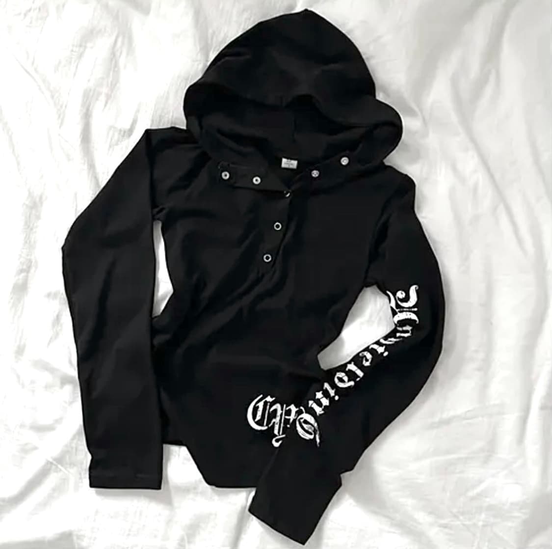 y2k 롱슬리브 스냅버튼 후드티 상품이미지1