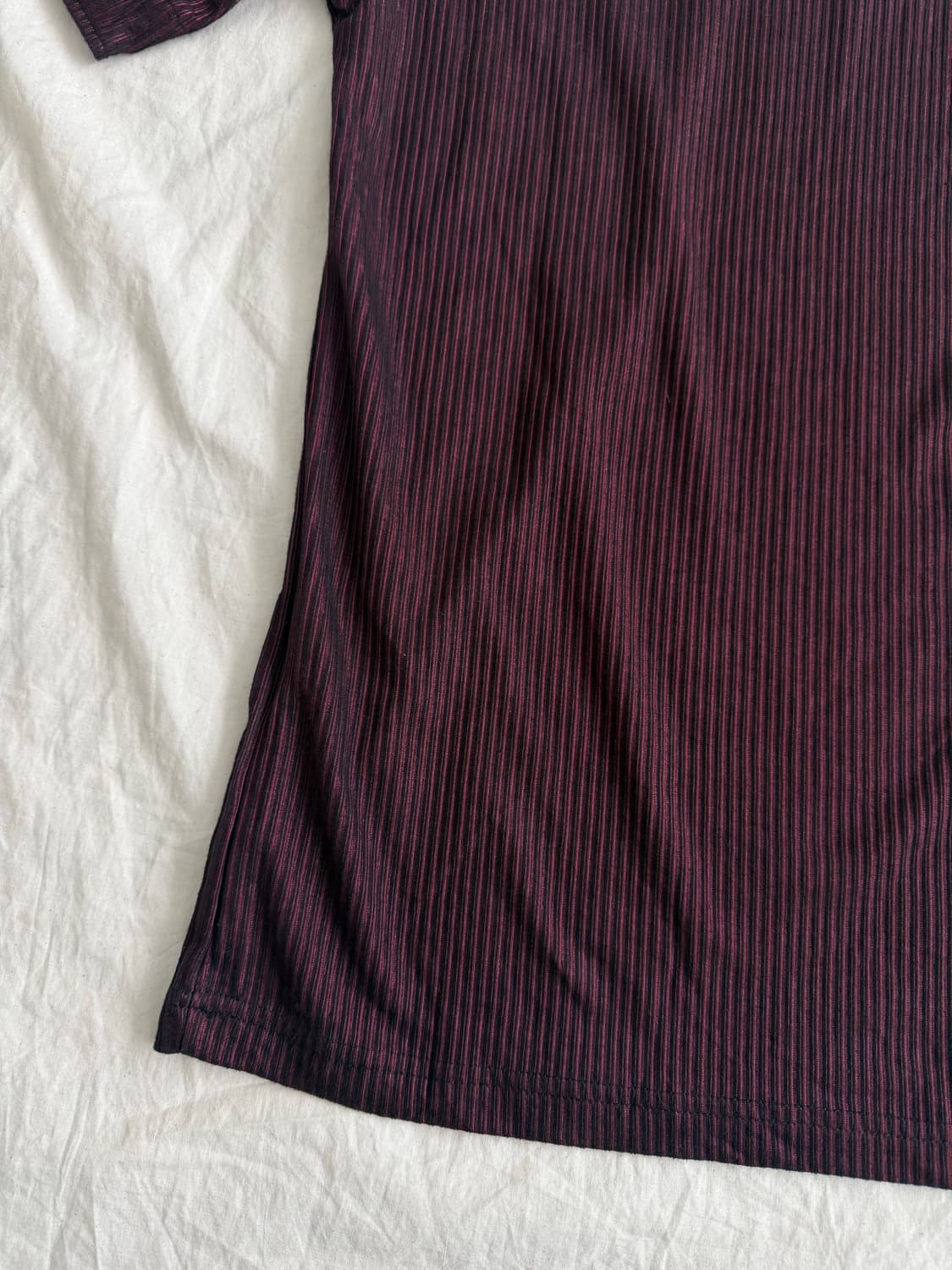 버건디 펑크 셔츠 레이어드 반팔탑 상품이미지5