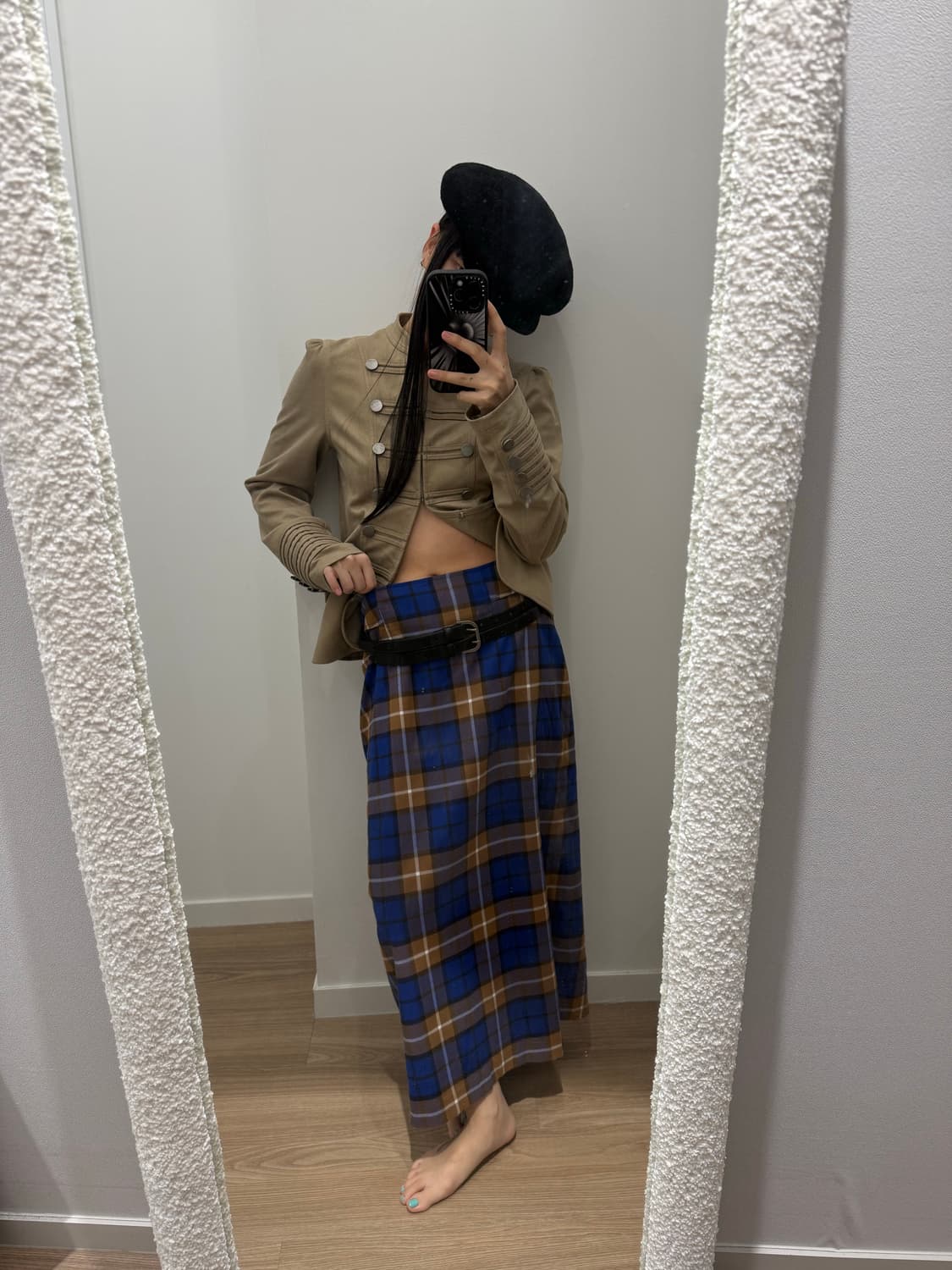 빈티지 체크 롱 스커트 상품이미지2