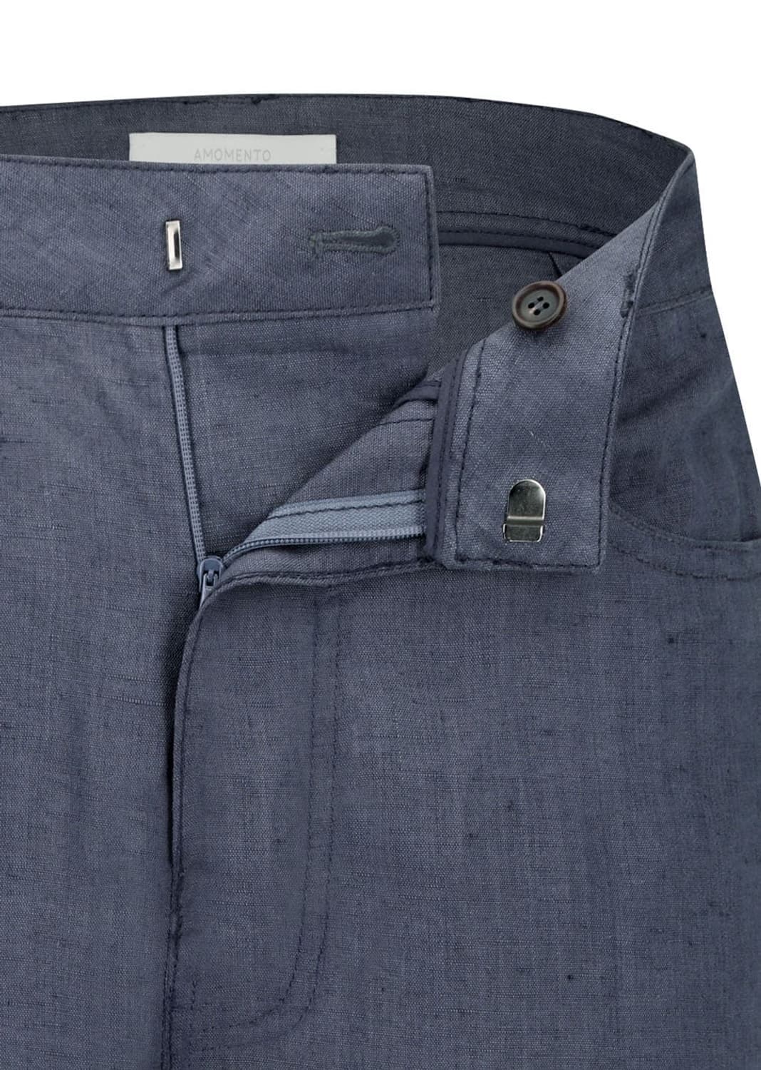 아모멘토 린넨 스트레이트 팬츠 블루 L 상품이미지3