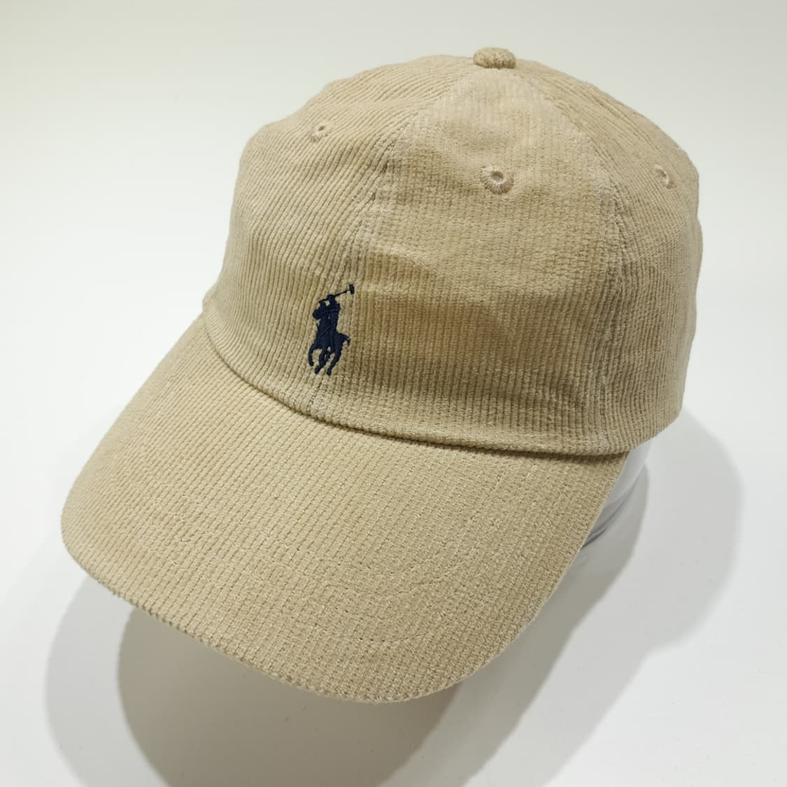 CN999 폴로 랄프로렌 베이지 코듀로이 블랙 자수 볼캡 모자 상품이미지2