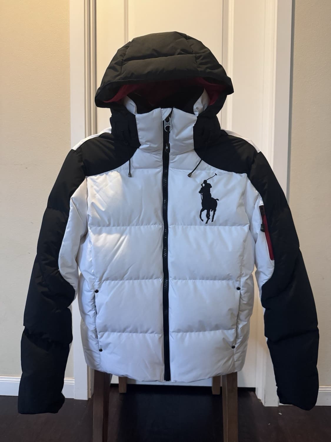 22FW 폴로 랄프 로렌 빅포니 컬러블록 다운 패딩 화이트 블랙 상품이미지1
