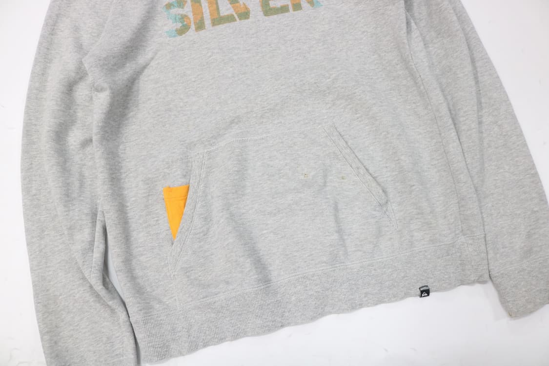 QUIKSILVER 퀵실버 빈티지 로고 오렌지 포인트 그레이 후드티 상품이미지4