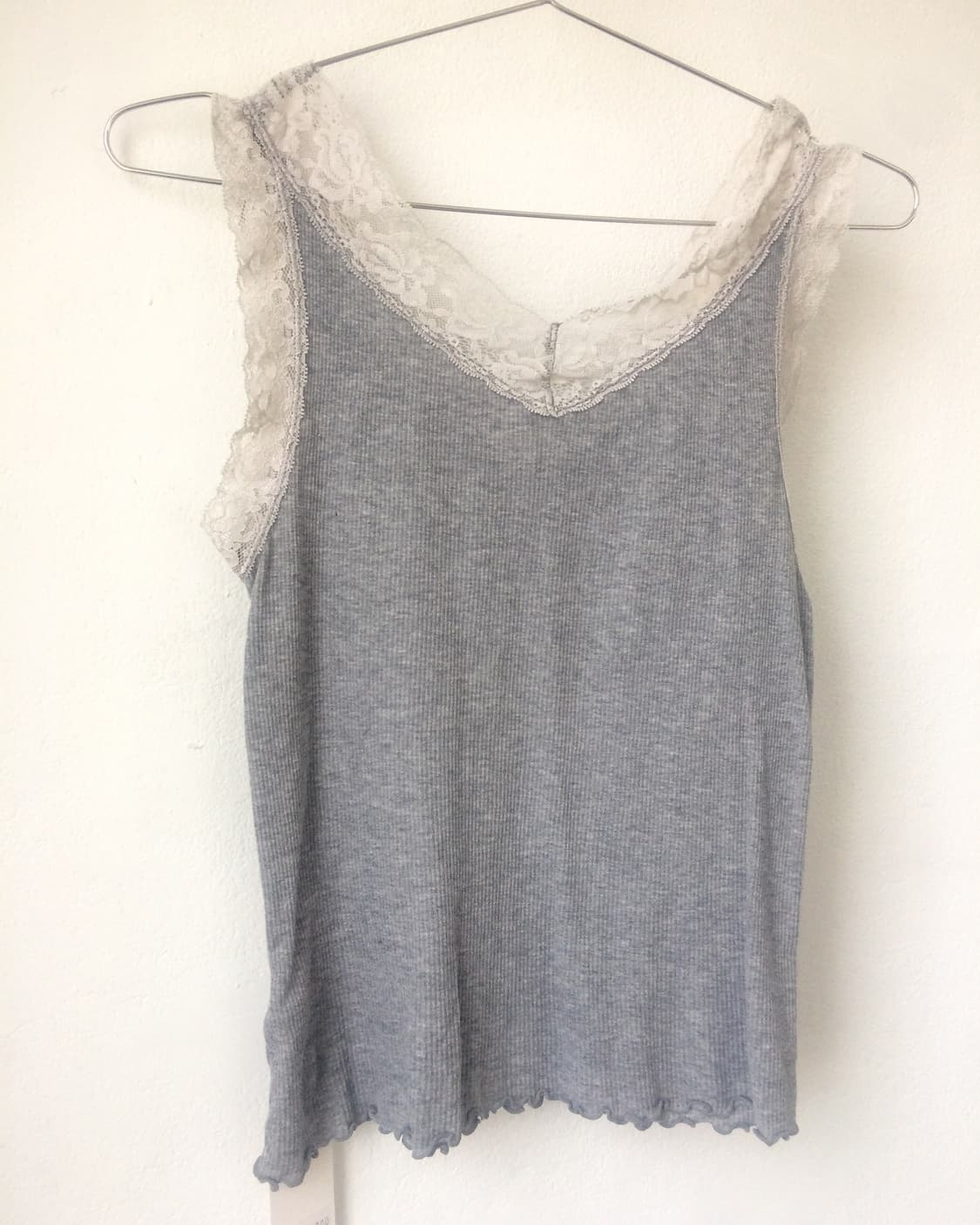 Lace trimming ribbed sleeveless 상품이미지3