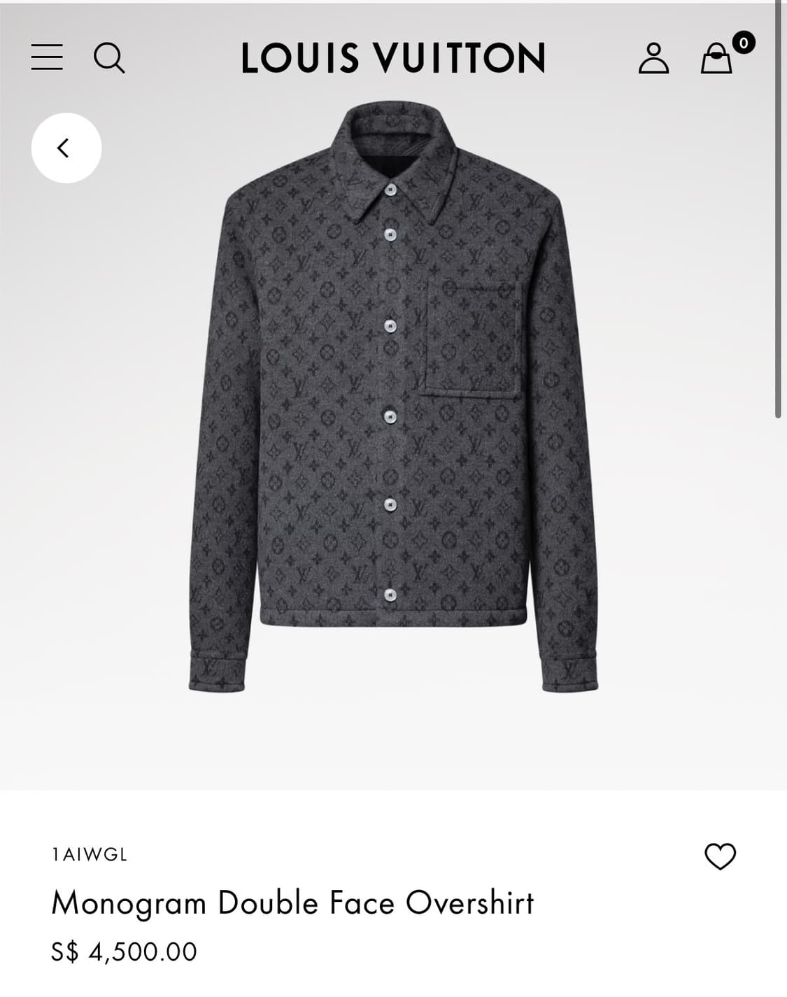 (S+ / 48) / 루이비통 모노그램 더블페이스 오버셔츠 자켓/26년형 상품이미지8