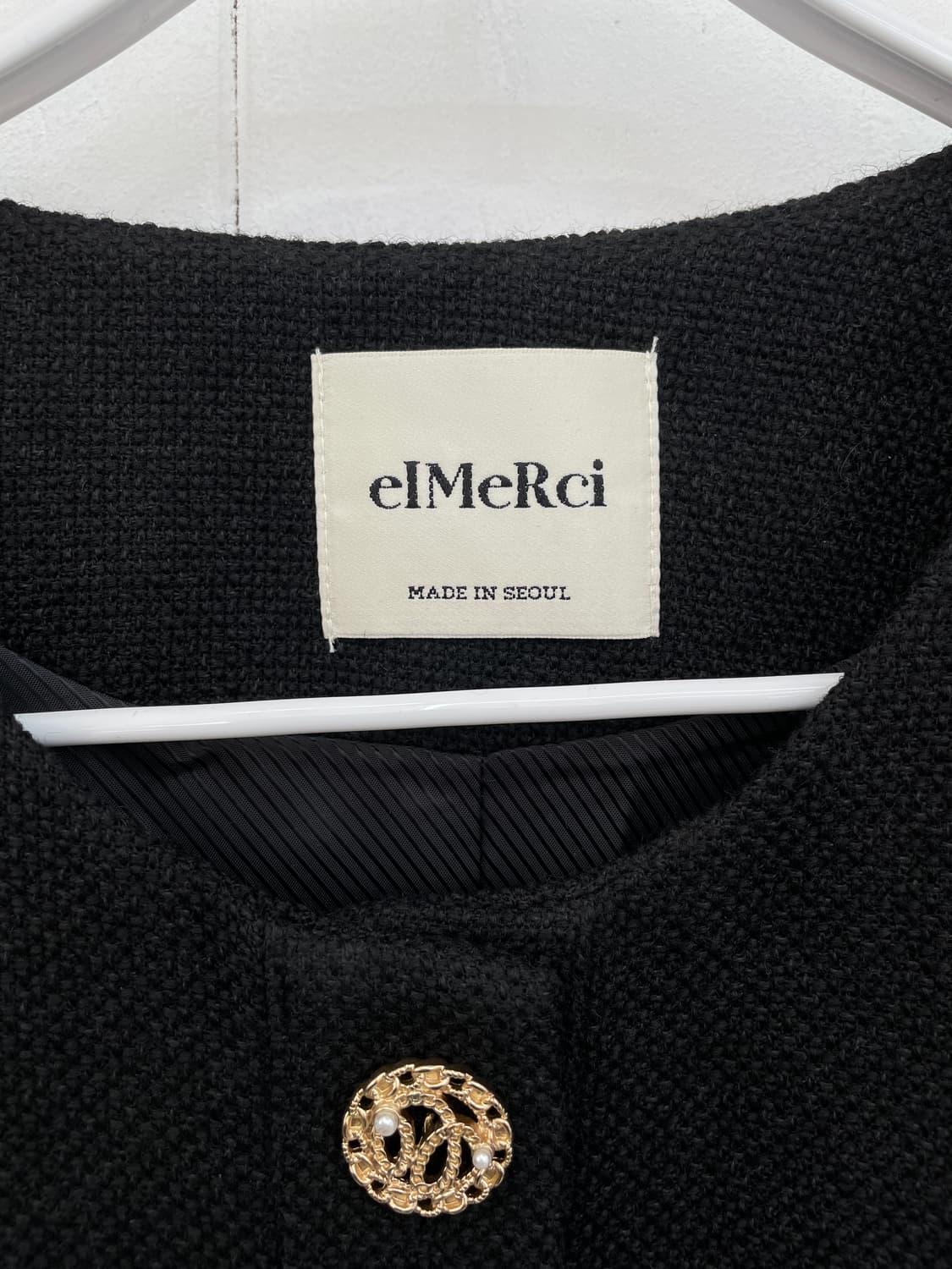엘메르시(elMeRci) 골드 보석 버튼 트위드 자켓 상품이미지7