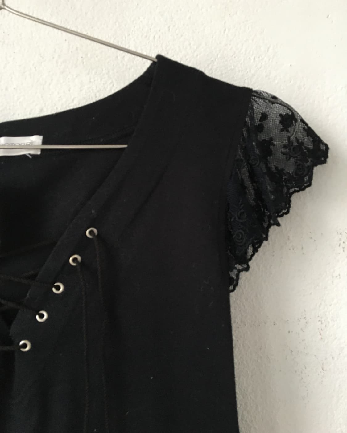 Lace sleeve point lace up t shirt 상품이미지3