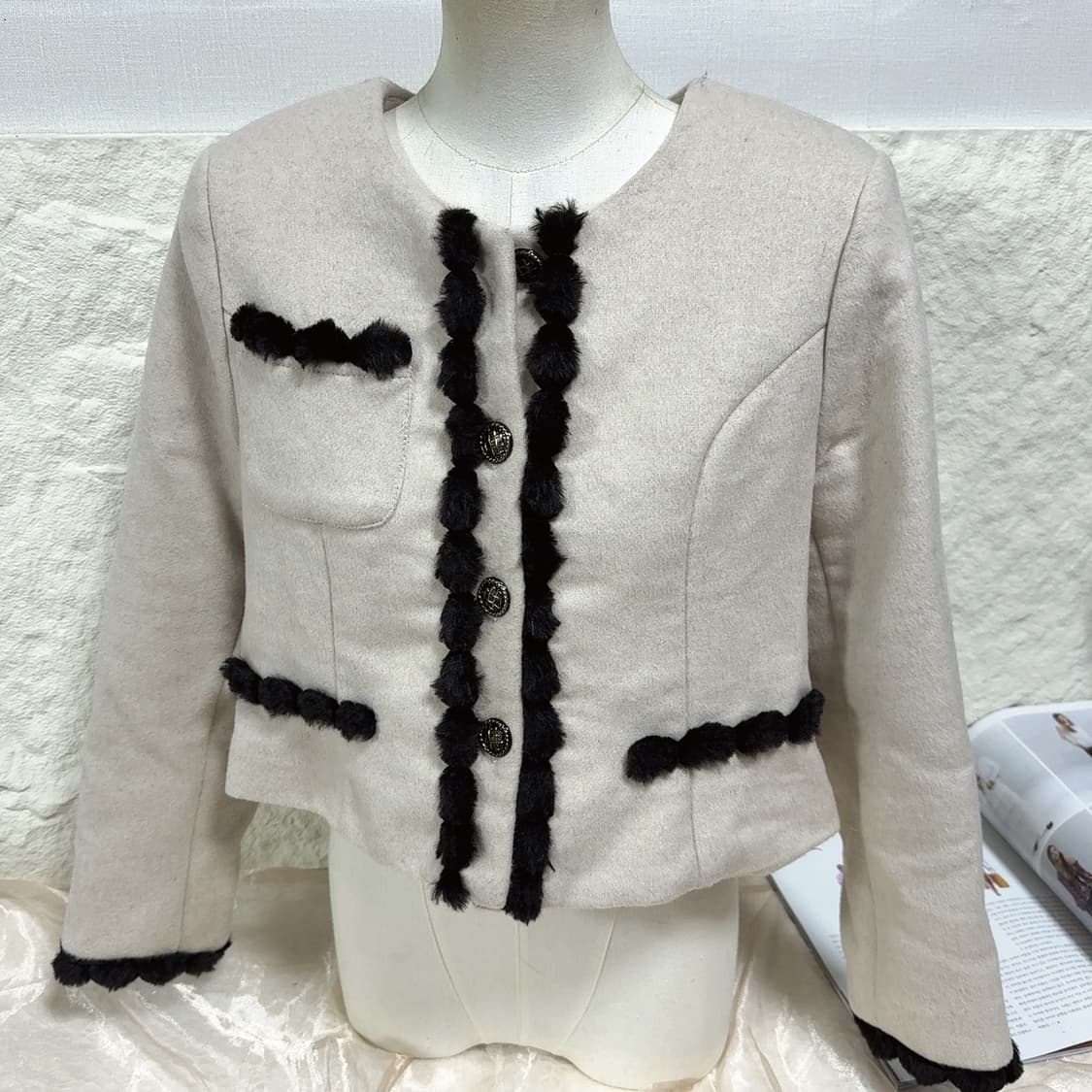 빈티지 트위드 퍼 자켓 상품이미지2