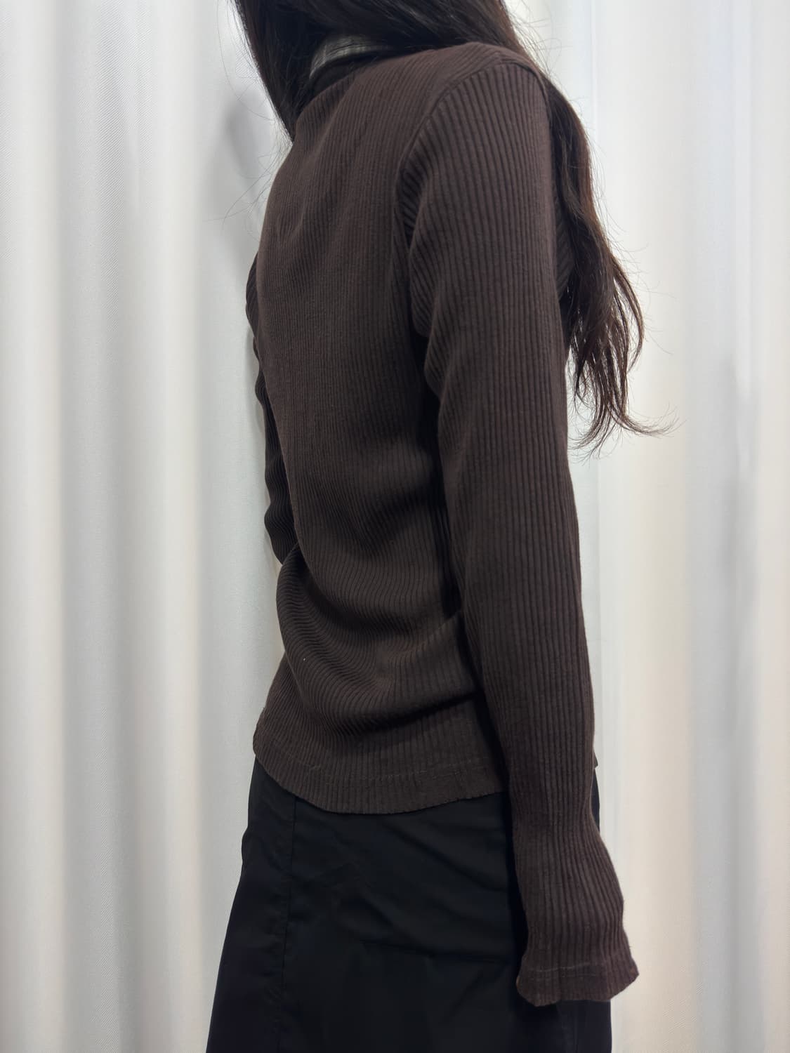 brown shirt layered top 상품이미지3