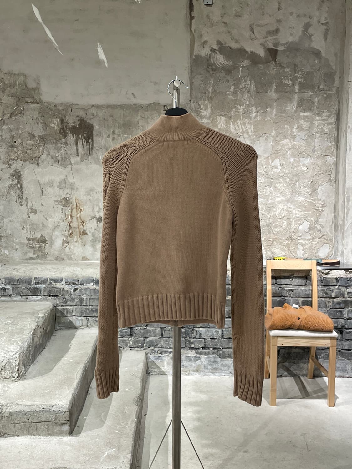 아르마니 익스체인지 베이지 슬림 니트 집업 자켓 상품이미지6