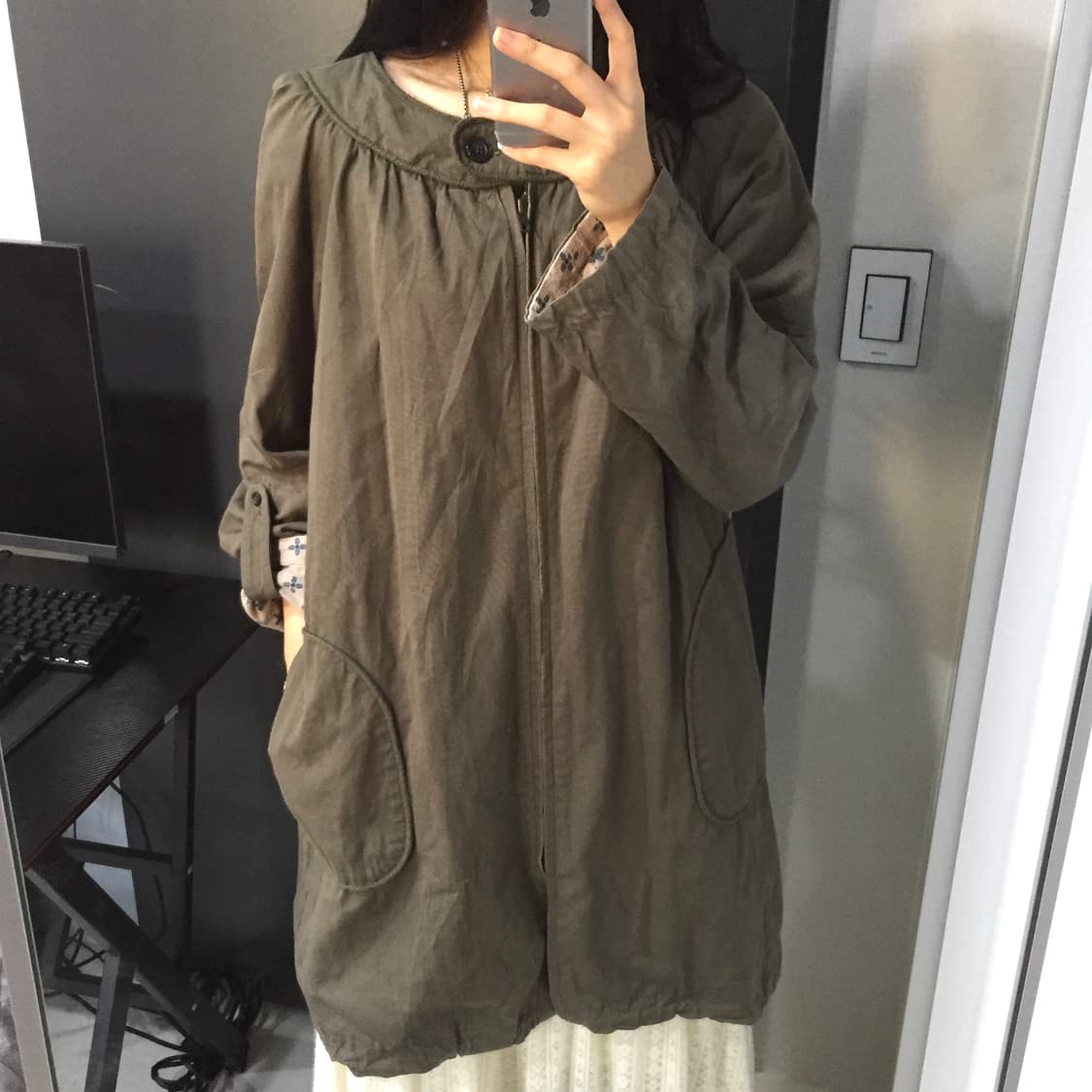 모리걸 하구미 원버튼 야상 자켓 상품이미지2