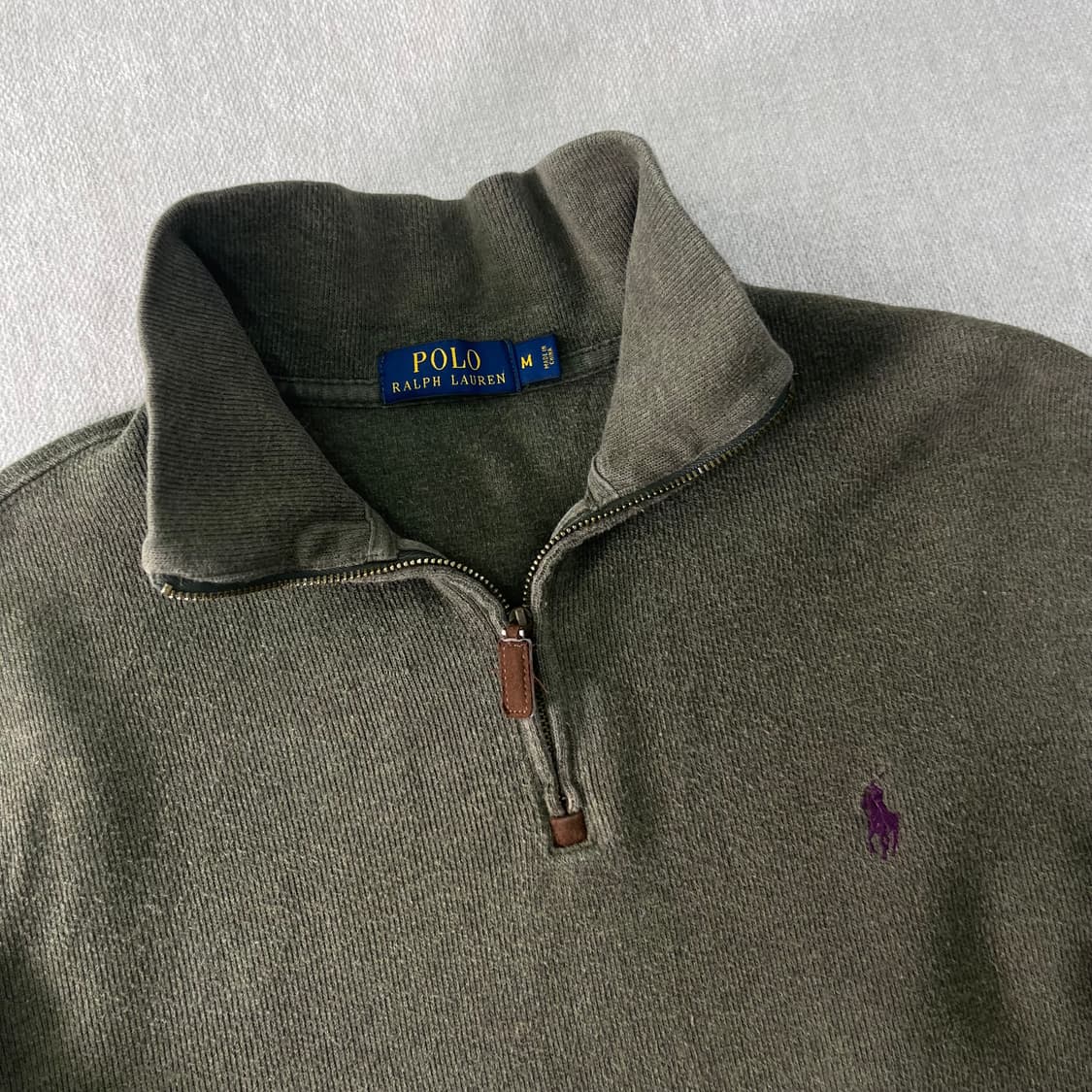 100 폴로랄프로렌 반집업 카키 코튼 니트 상품이미지2