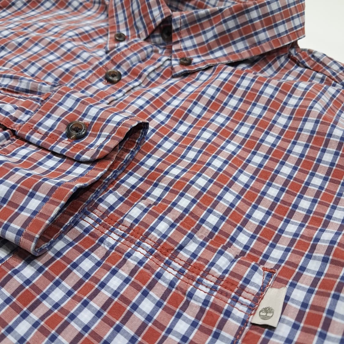 CL945 M 팀버랜드 슬림핏 클래식 체크 레드블루 셔츠 상품이미지4