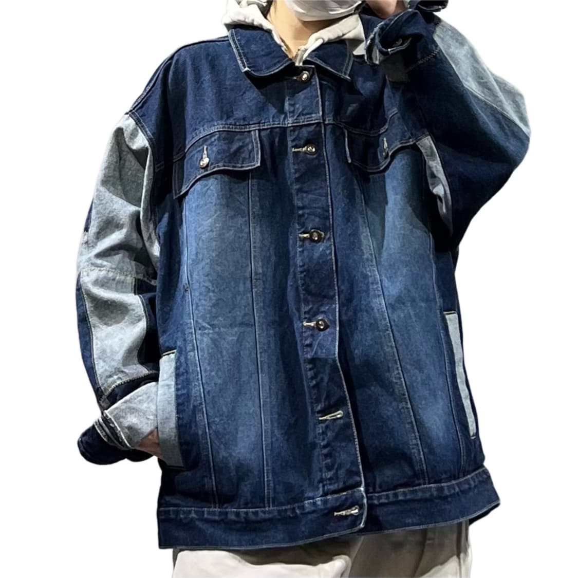 패치워크 오버핏 진청자켓 상품이미지1