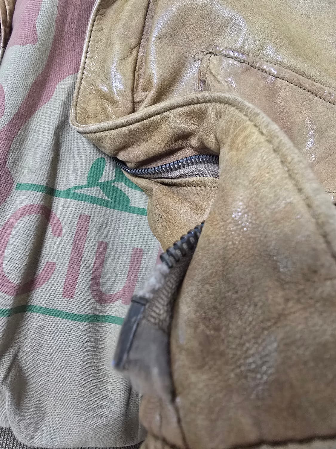 빈티지 스타일 가죽 봄버 자켓 L 42 상품이미지2