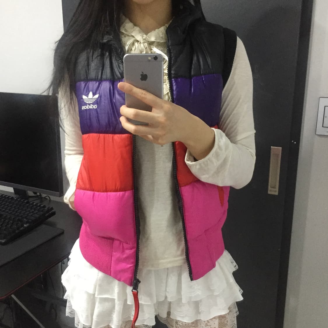 Adidas 빈티지 레인보우 패딩조끼 상품이미지3