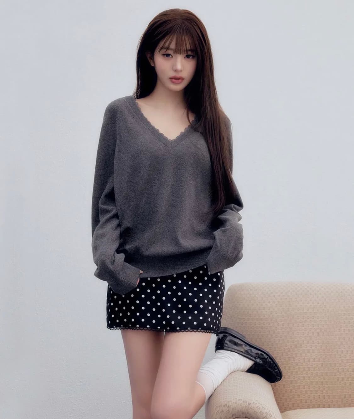 로라로라 DOT MINI SKIRT BLACK 상품이미지1
