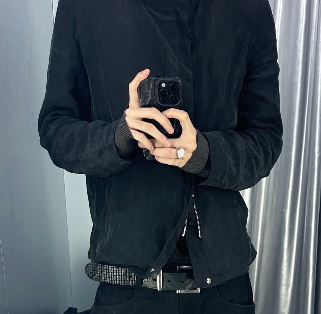 [S] 해칭룸 하이넥 셔켓 블랙 상품이미지2