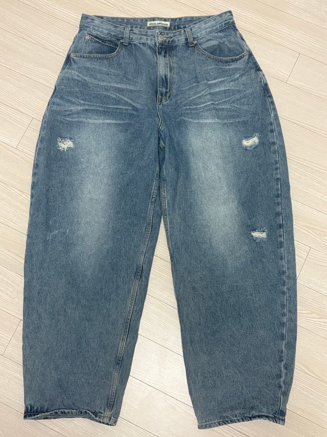 와이드 커브드 배기 데님팬츠 상품이미지1