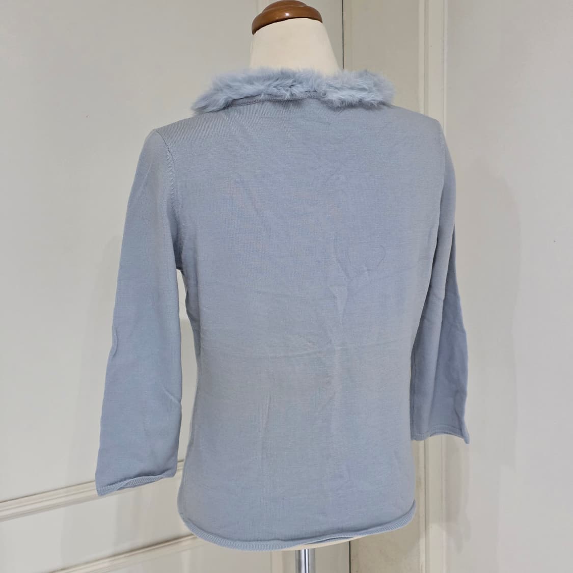 일본빈티지)스나계st 로맨틱 밍크퍼 스팽클 블루 니트 상품이미지4