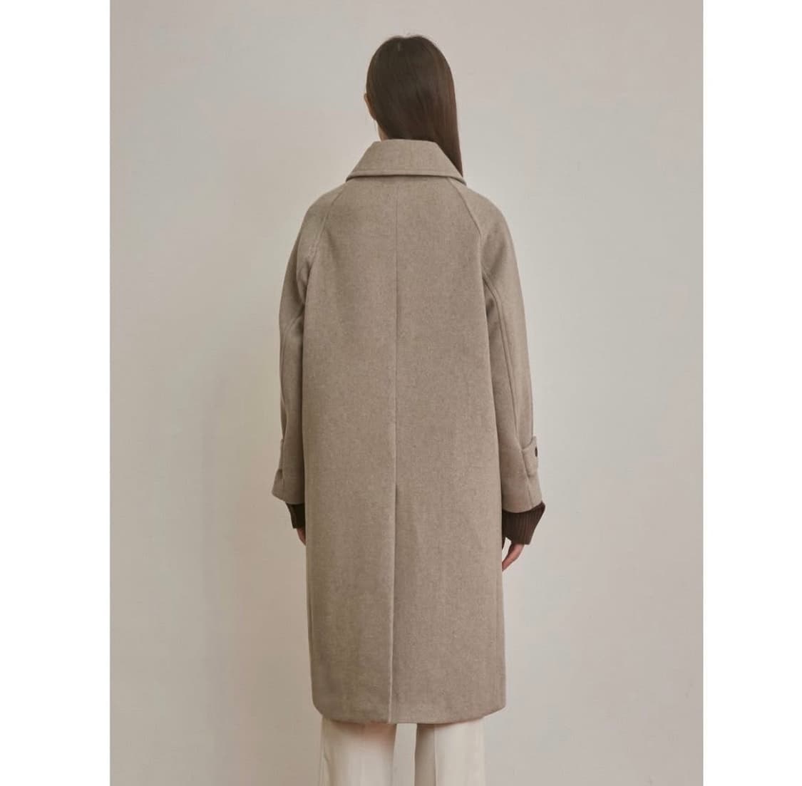 오트밀 컬러 롱 코트 / 울코트 / 울 핸드메이드 코트 / 울 롱코트 상품이미지4