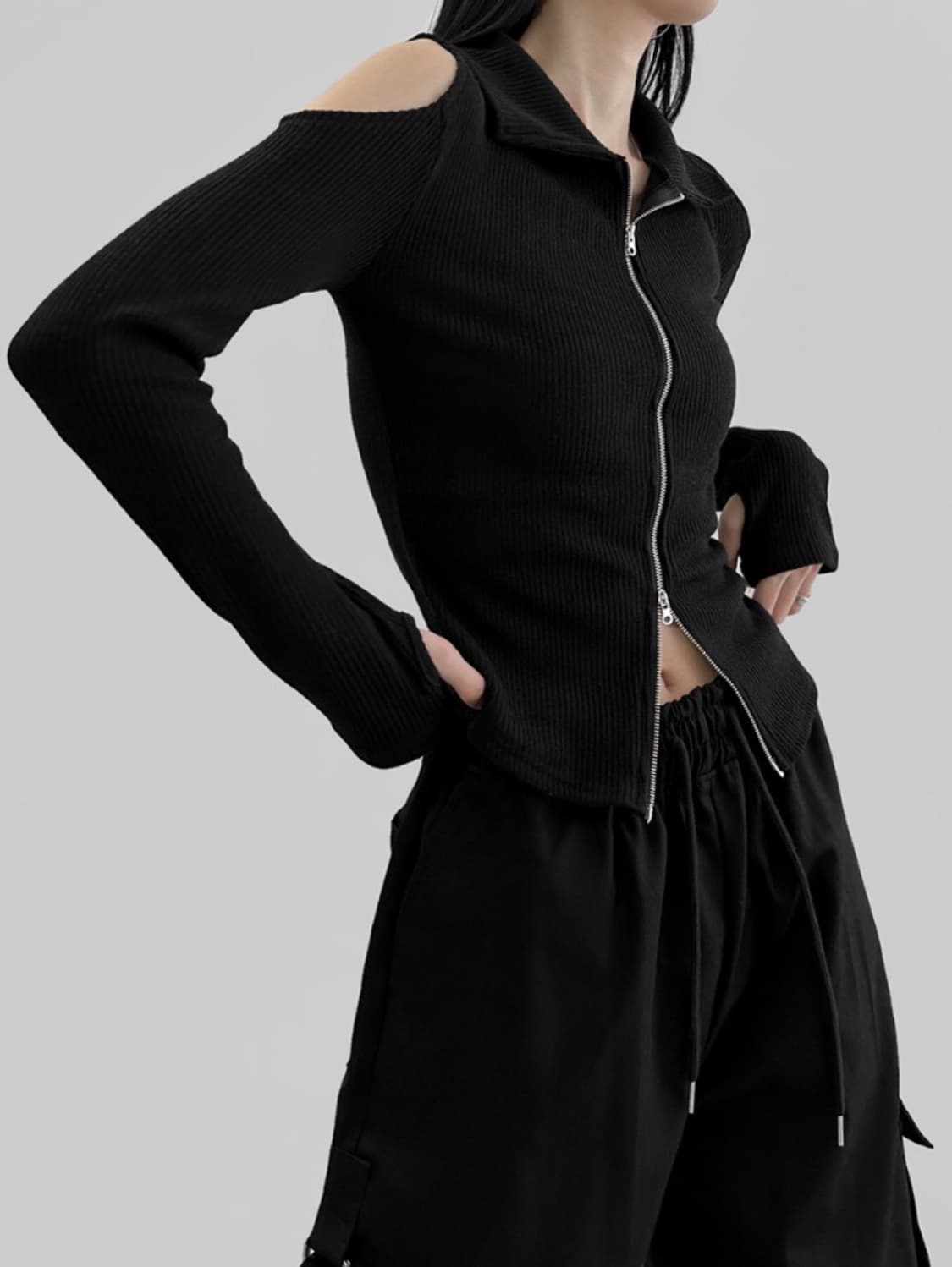 mnem 므넴 트임 카라 집업 상품이미지1