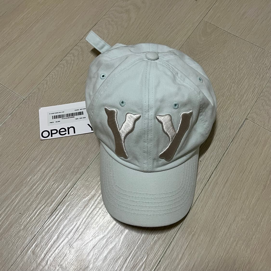 [새상품/당일배송] 오픈와이와이 하트 본 볼캡 민티 Open Yy 모자 상품이미지2