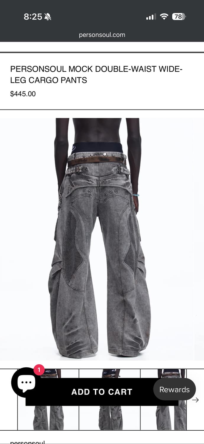 퍼슨소울 PERSONSOUL 더블 웨이스트 와이드 카고팬츠 상품이미지3