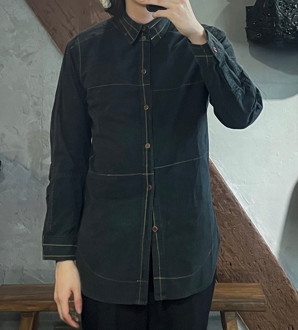 크리스토퍼 네메스 라인 드로잉 프린트 셔츠 상품이미지2