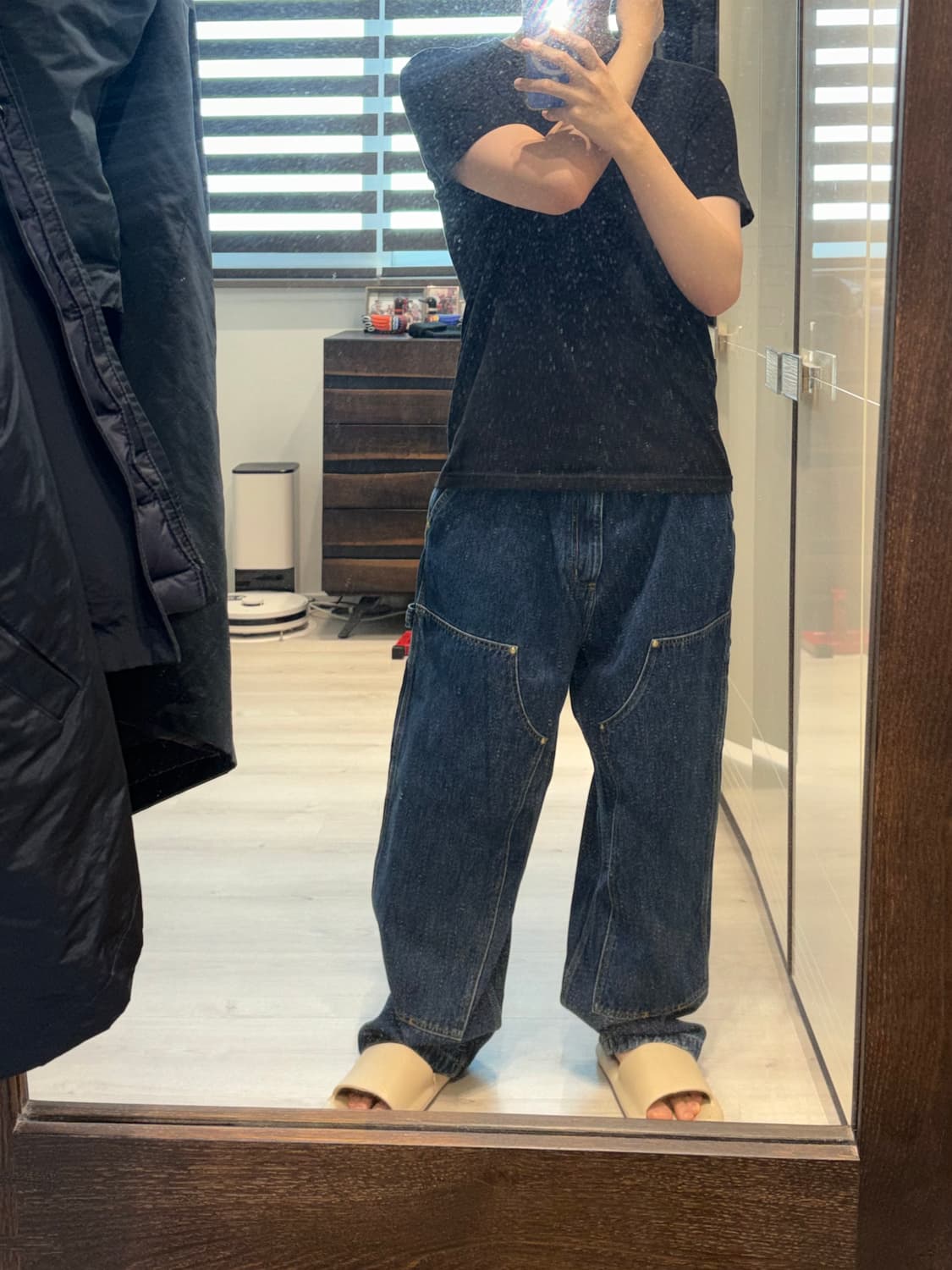 (착샷있음) 칼하트윕 내쉬 더블니 팬츠 스미스 블루 스톤 워시드 상품이미지4