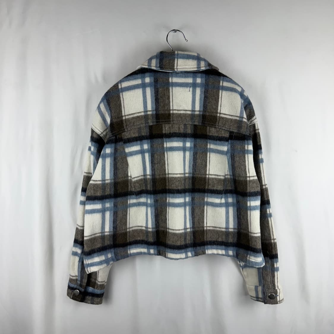 S) 자라 우먼스 체크 크롭 오버핏 셔츠 상품이미지5